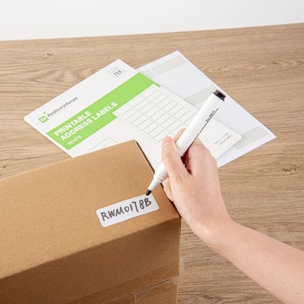 Restaurantware Label Tek 2.6 x 1 Inch Packaging Stickers 750 Premium Shipping Labels - Printable Address Sustainable White Paper Inventory Stickers High-Visibility with Strong Adhesives Address Label