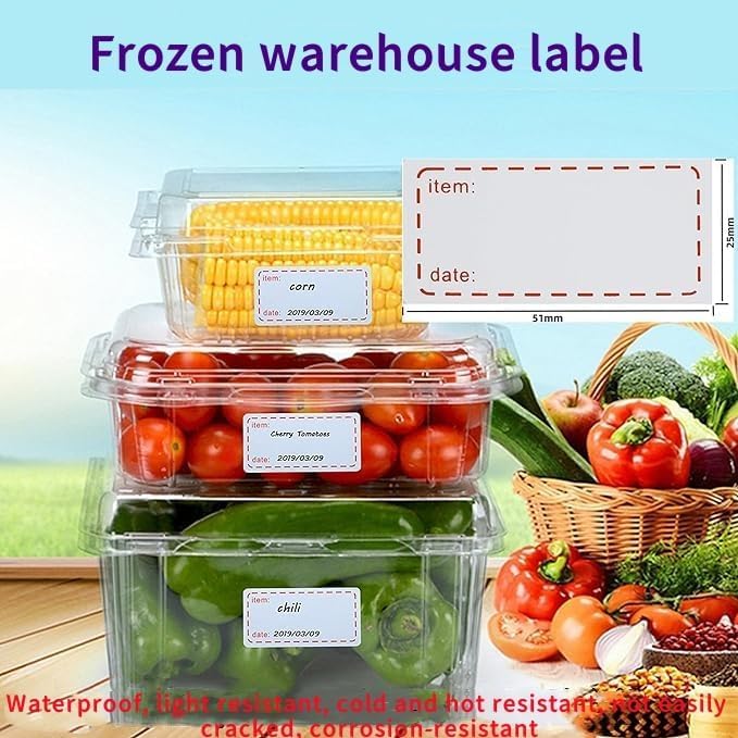 Hybsk 500pcs Freezer Labels Removable Storage Stickers 1x2 Inch Waterproof Oil-Resistant Refrigerator Kitchen Labels (Red) Red