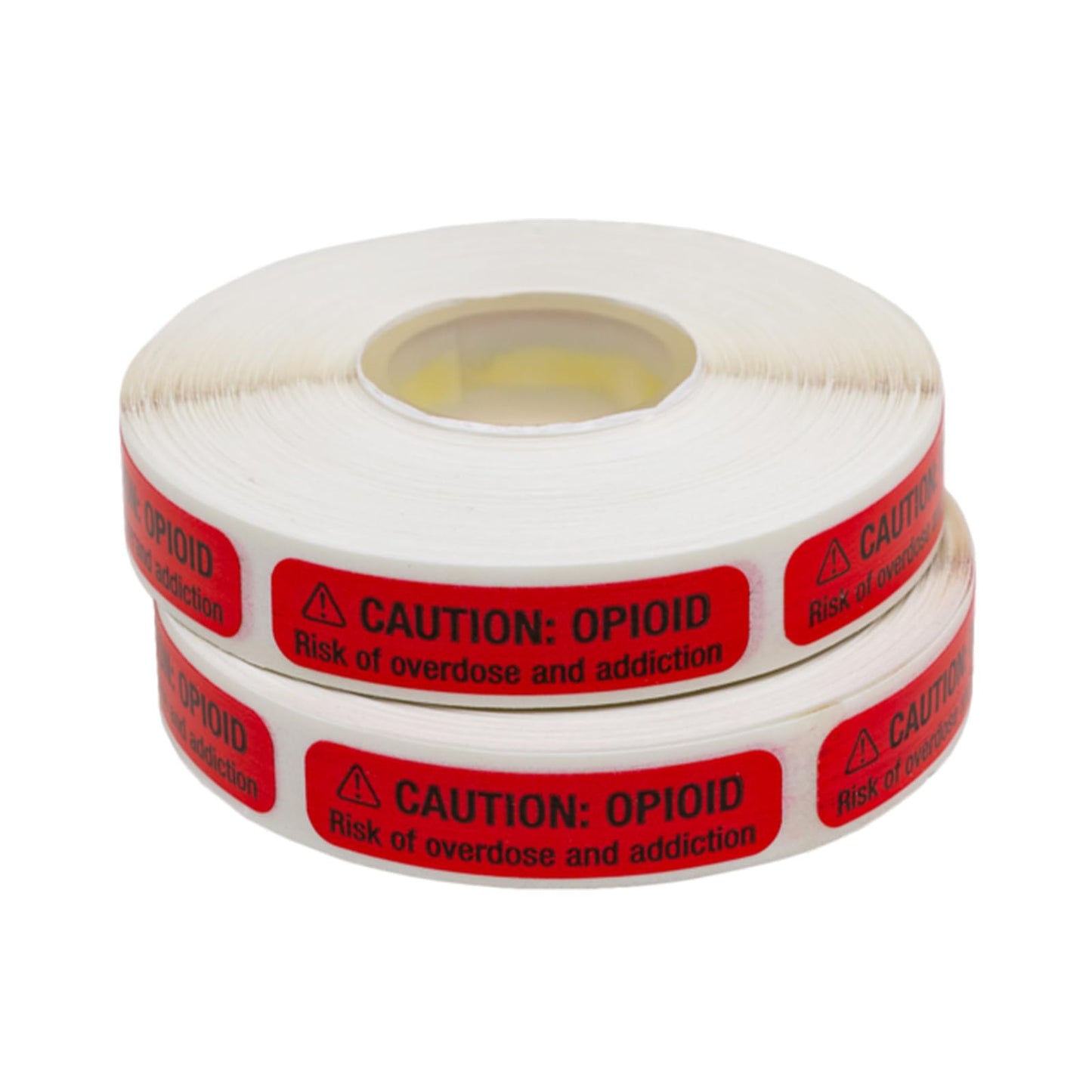 Apothecary Products Caution Tape and Labels, Great for Pharmacy and Tubes, Opioid Risk of Overdose and Addiction, Pack of 1000, Made in the USA