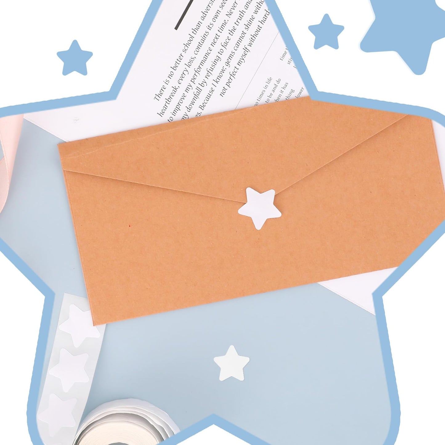 White Star Sticker Roll, 500 Pcs Small Star Shape Stickers, 1 Inch, Self-Adhesive Vinyl Stars, Labels, Paper, Waterproof, Removable, Reward Stickers for Teacher, Business, Arts and Crafts