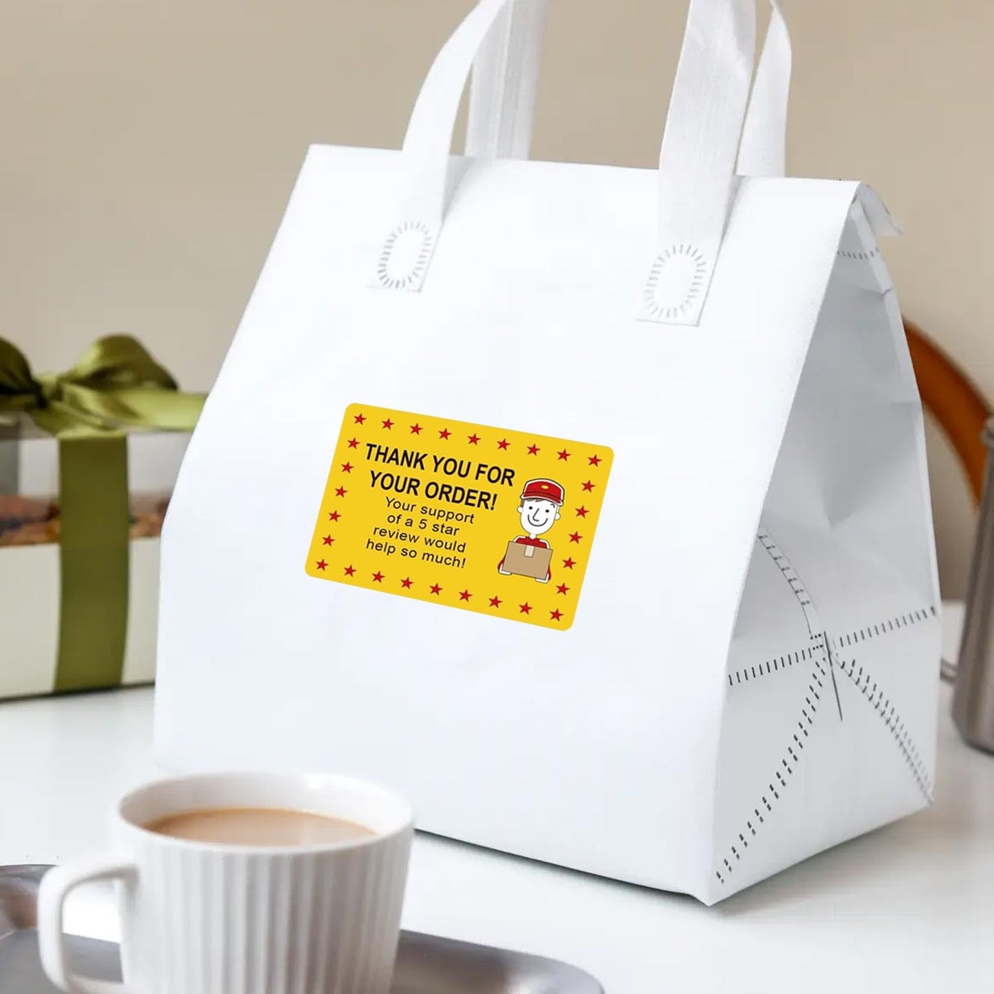 250 Pcs Star Review Delivery Labels Thank You for Your Order Stickers 2 x 3 Inch - Food Delivery Tamper Evident Sealed for Freshness Labels Stickers for Food Package Takeout Yellow