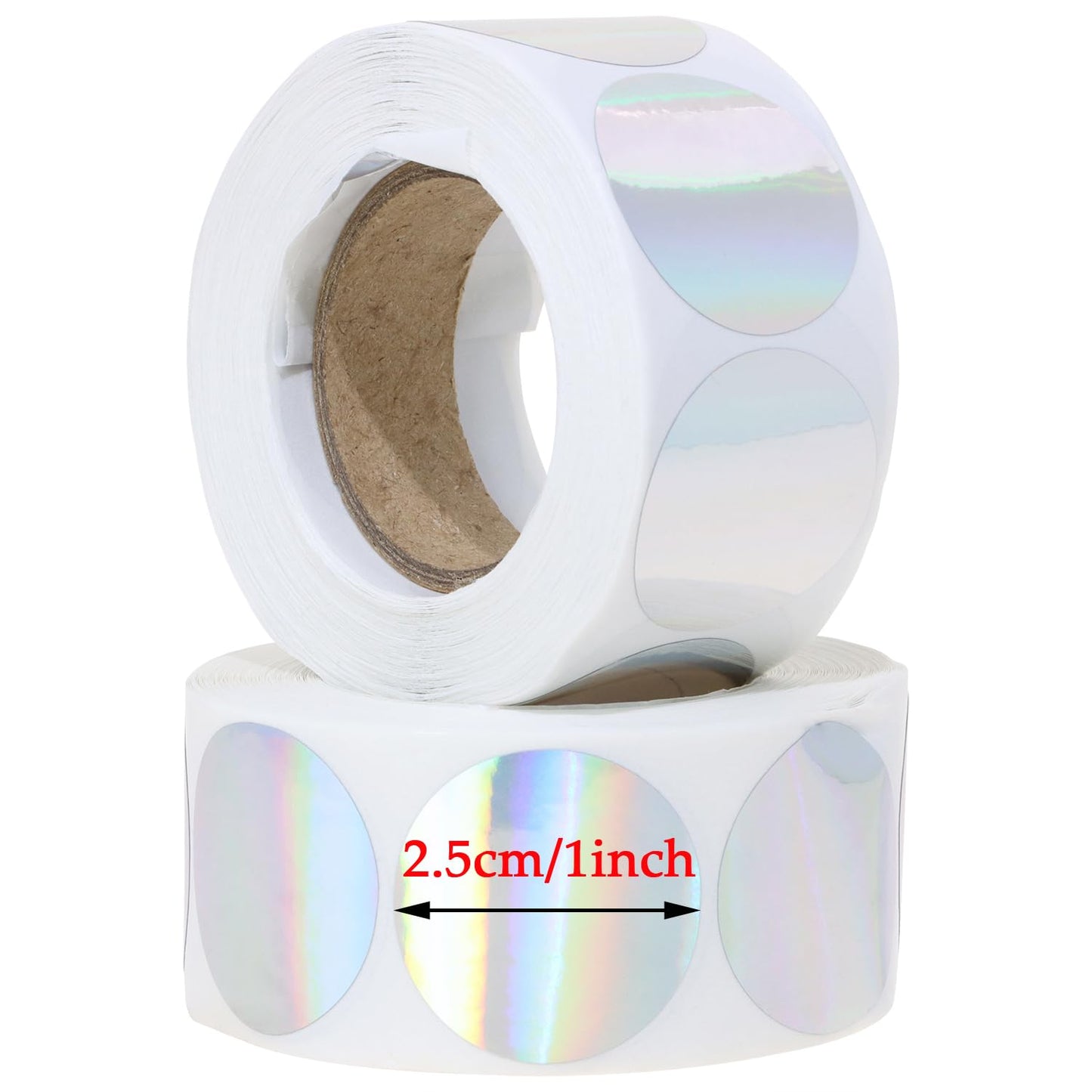 Mini Skater Holographic Silver Circle Dot Stickers Self Adhesive Round Color Coding Labels for RIFE Frequencies, Pack of 1000 (1 Inch) 1 Inch