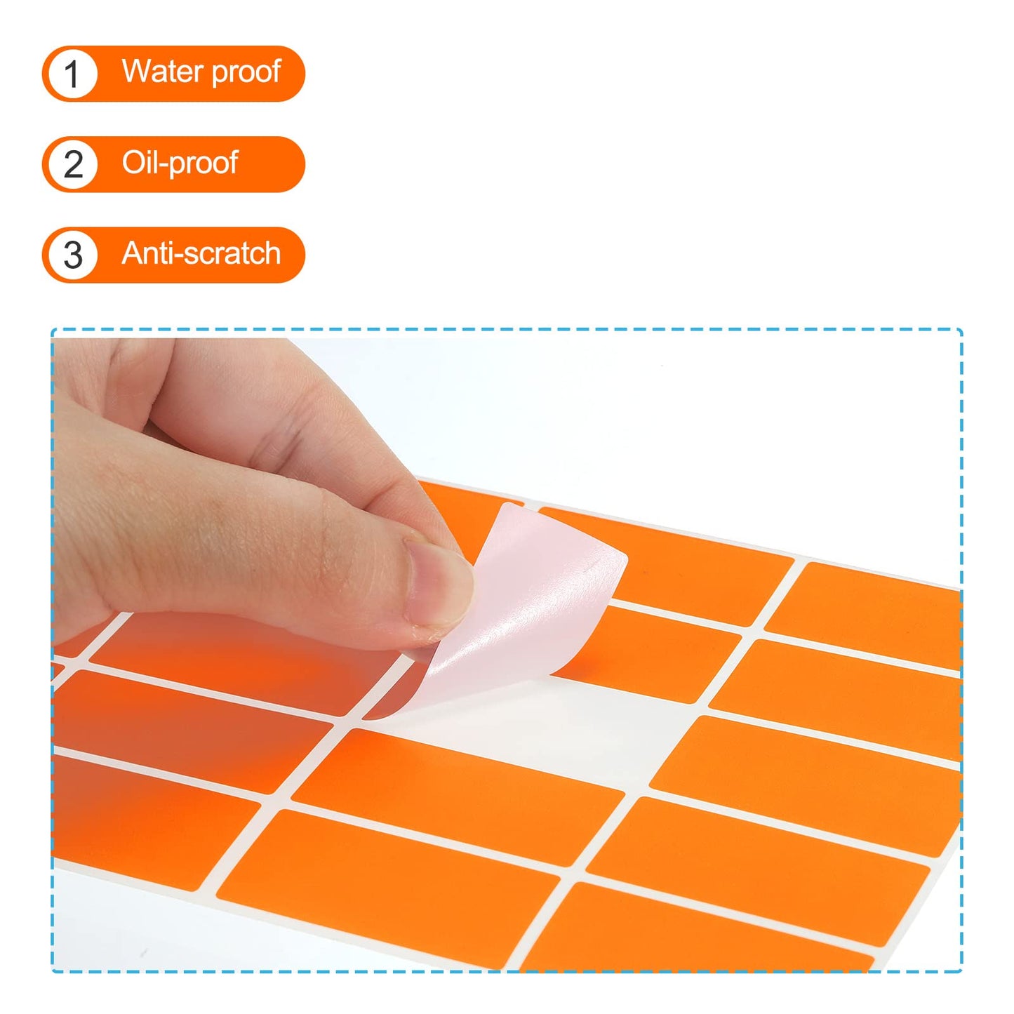 MECCANIXITY Colored Rectangle Stickers, 2000 Labels Color Code Sticker, 1.57x0.75 Inch Self Adhesive Orange for Folder, Jar, Drawer