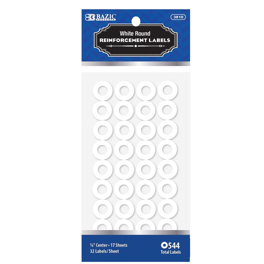 BAZIC White Round Reinforcement Label (544/Pack) 1-Pack
