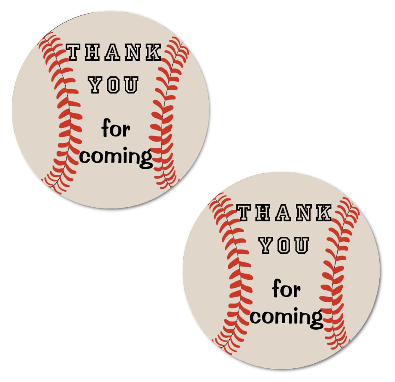 40 Thank You Baseball Labels, 2 Inch Big Round Glossy Stickers, Great Stickers for Birthday Party, Baby Shower, Wedding, Graduation, or Any Family Sports Event Decorations, Made in USA