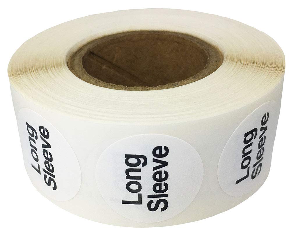 White Circle Long Sleeve Clothing Size Stickers for Retail Apparel 0.75 Inch 500 Total Adhesive Labels