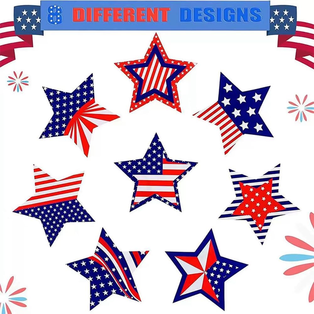 Patriotic Label Star American Flag Stickers, 500 Pcs 1.5-inch, 4th of July & Memorial Day Patriotic Label Star American Flag Stickers
