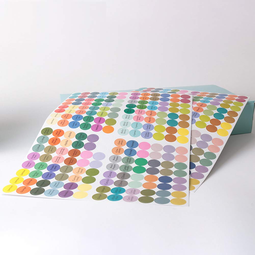 5 Sheets(960PCS) Essential Oils Labels Bottle Cap Stickers Assorted Color Multipurpose Self Adhesive Handwriting Essential Oil Bottle Labels Round Circle Coding Cap Top Sticker