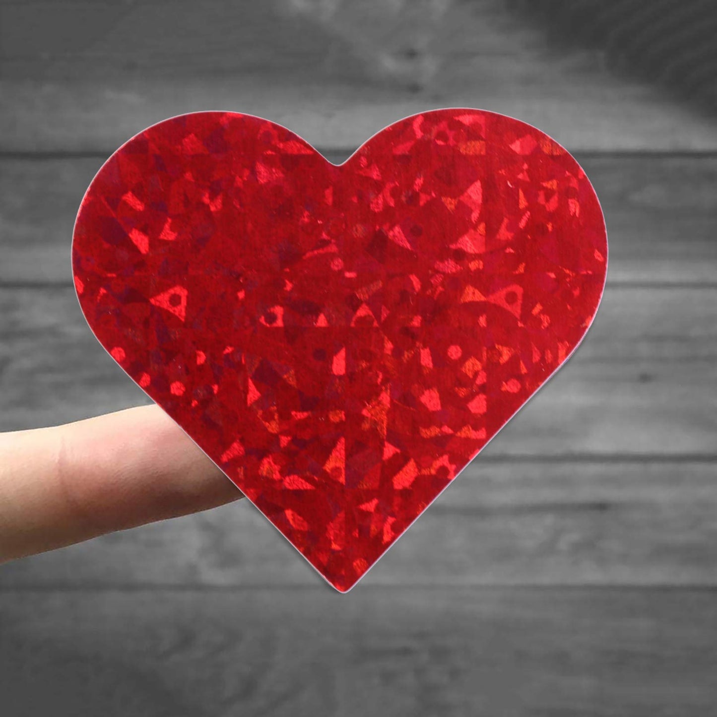 1.5" Red Heart Stickers with Glitter Holographic Gravel Pattern, 500 pcs Sparkling Adhesive Heart Sticker Labels per Roll, Love Stickers for Personal and Business Use 1.5 inch