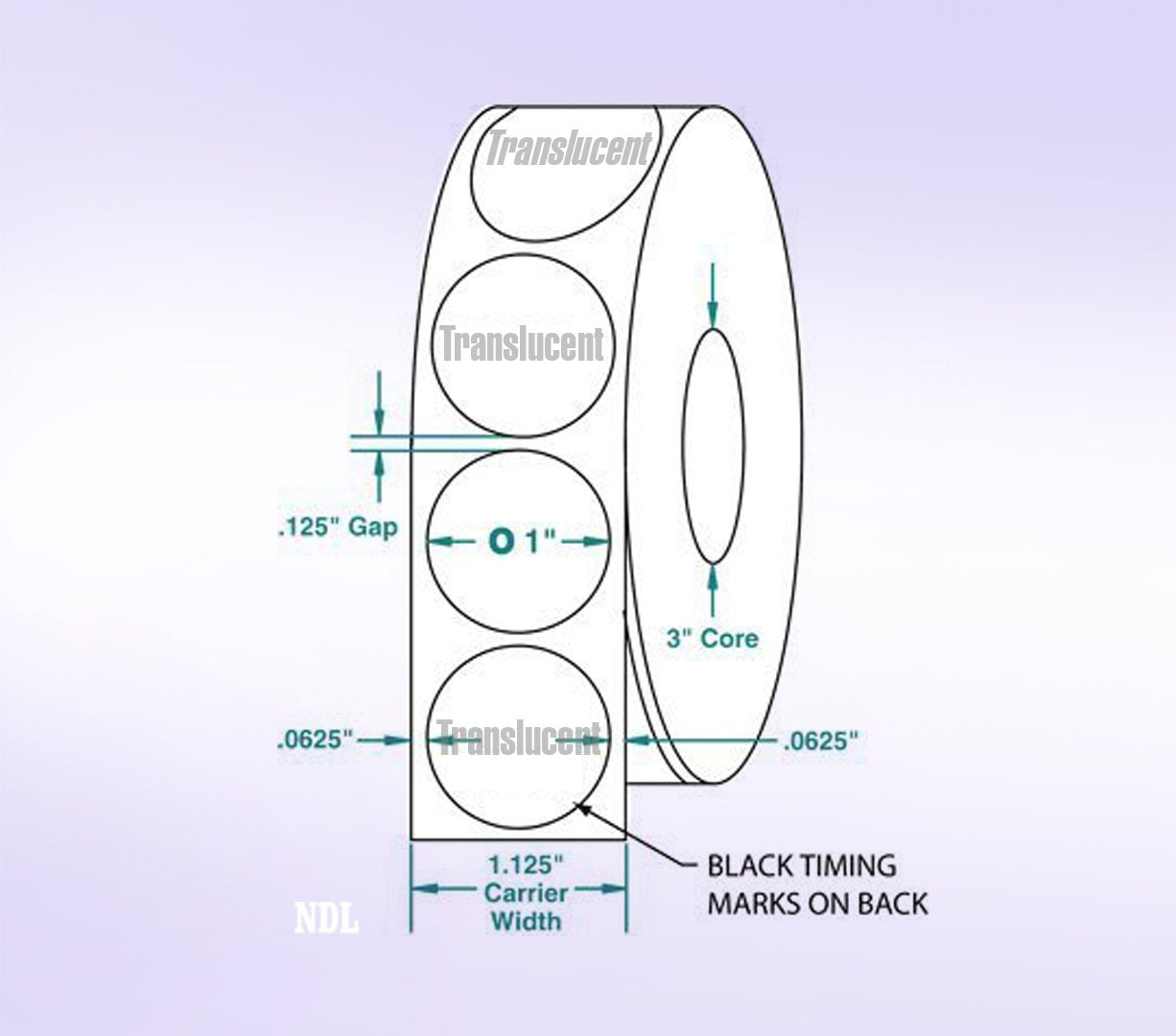 Wafer Tab Seals, 1 inch Diameter, Translucent, Great to Seal Folded Self-Mailers, Booklets and Catalogs, 1000 Labels per Roll 1"