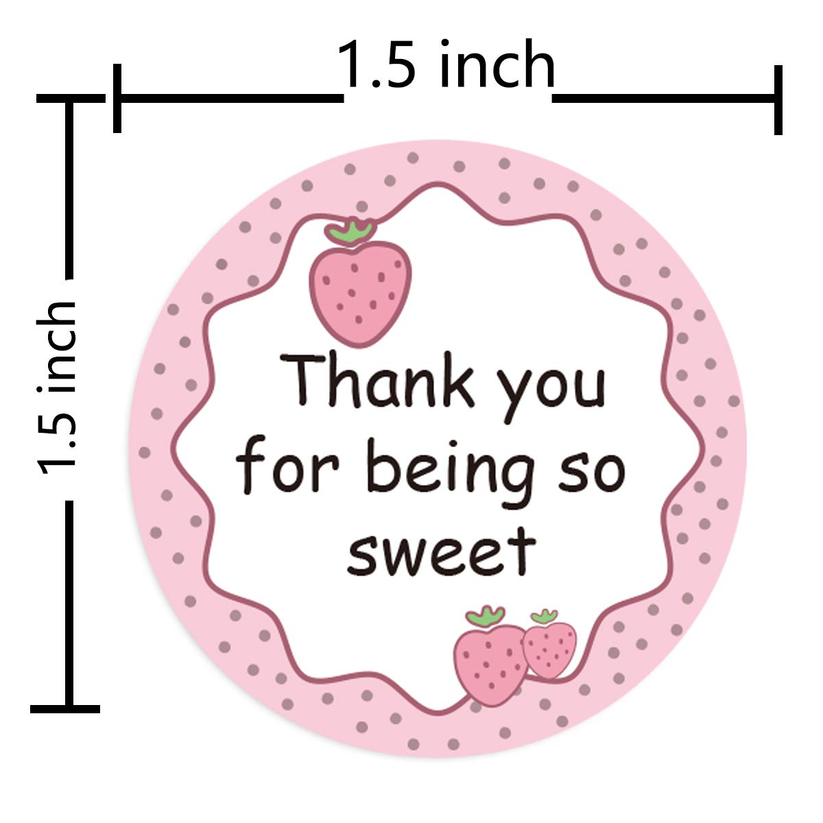 Strawberry Sticker Label,Thank You for Being So Sweet Happy Birthday Stickers,1.5 Inch Baby Shower Labels,500 Pcs Per Pack