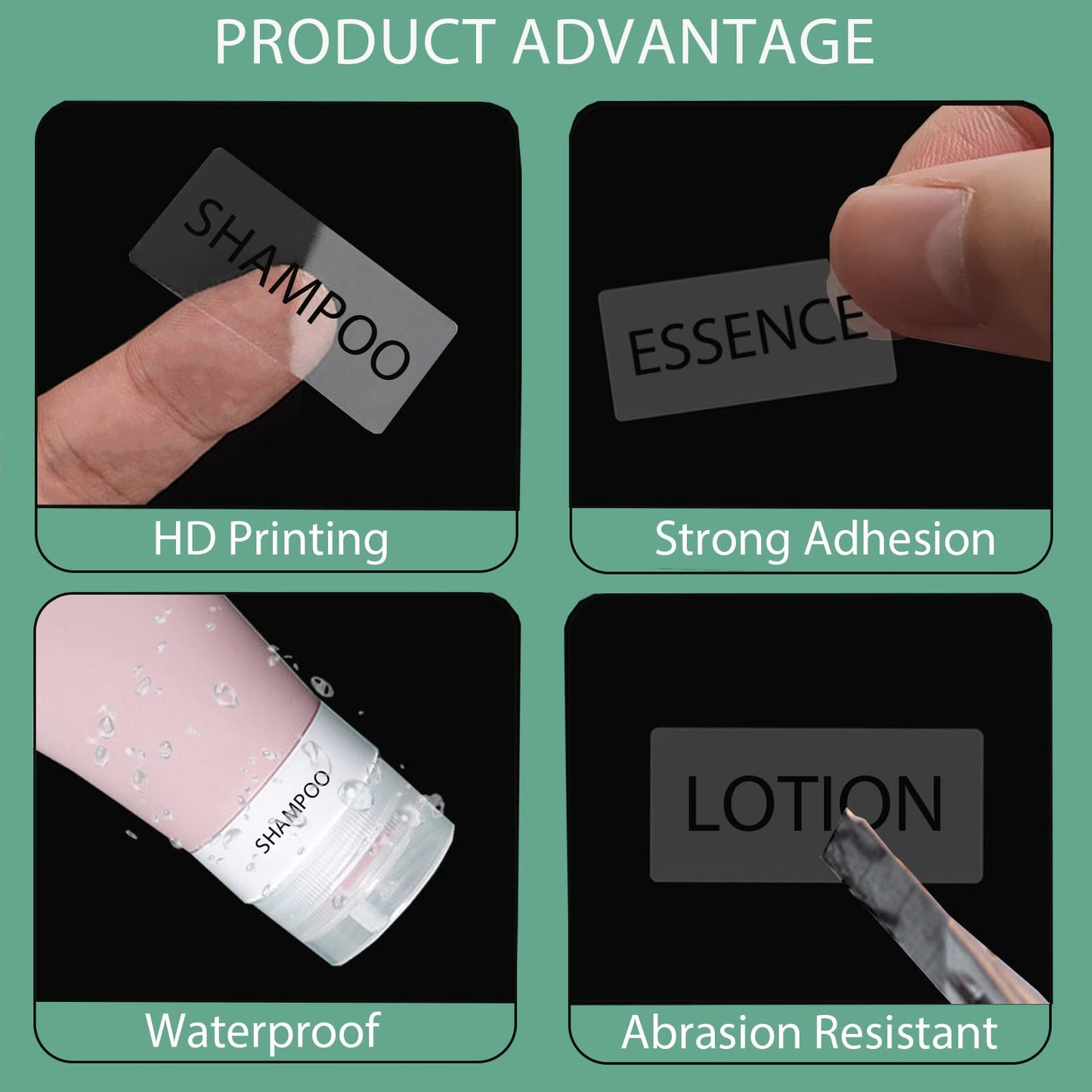 280pcs Waterproof Bottle Labels - Clear, Small, Cosmetic, Bathroom, Beauty, Skincare, Travel, Toiletries Stickers