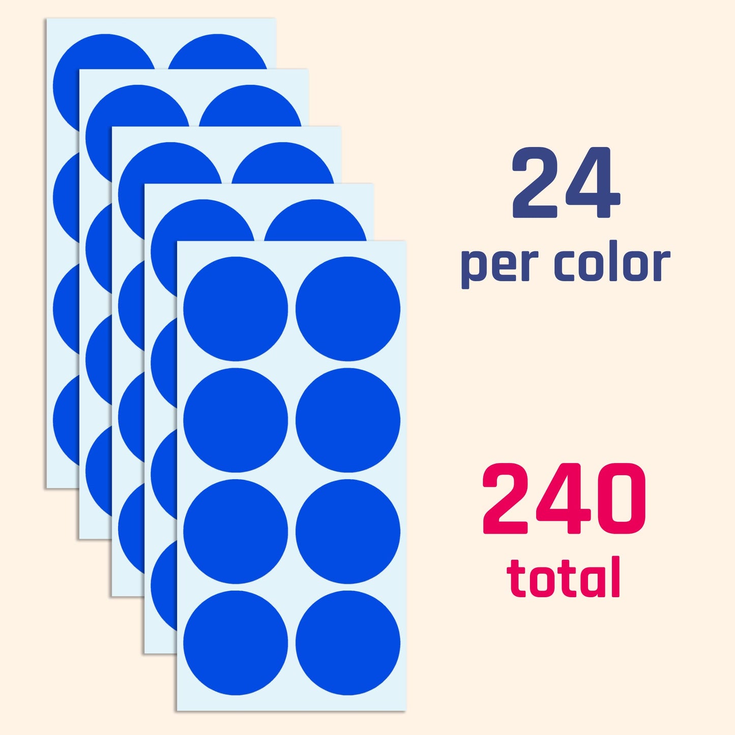 2" Round Large Colored Moving Stickers Labels - 10 Colors, Pack of 240 2" Diameter