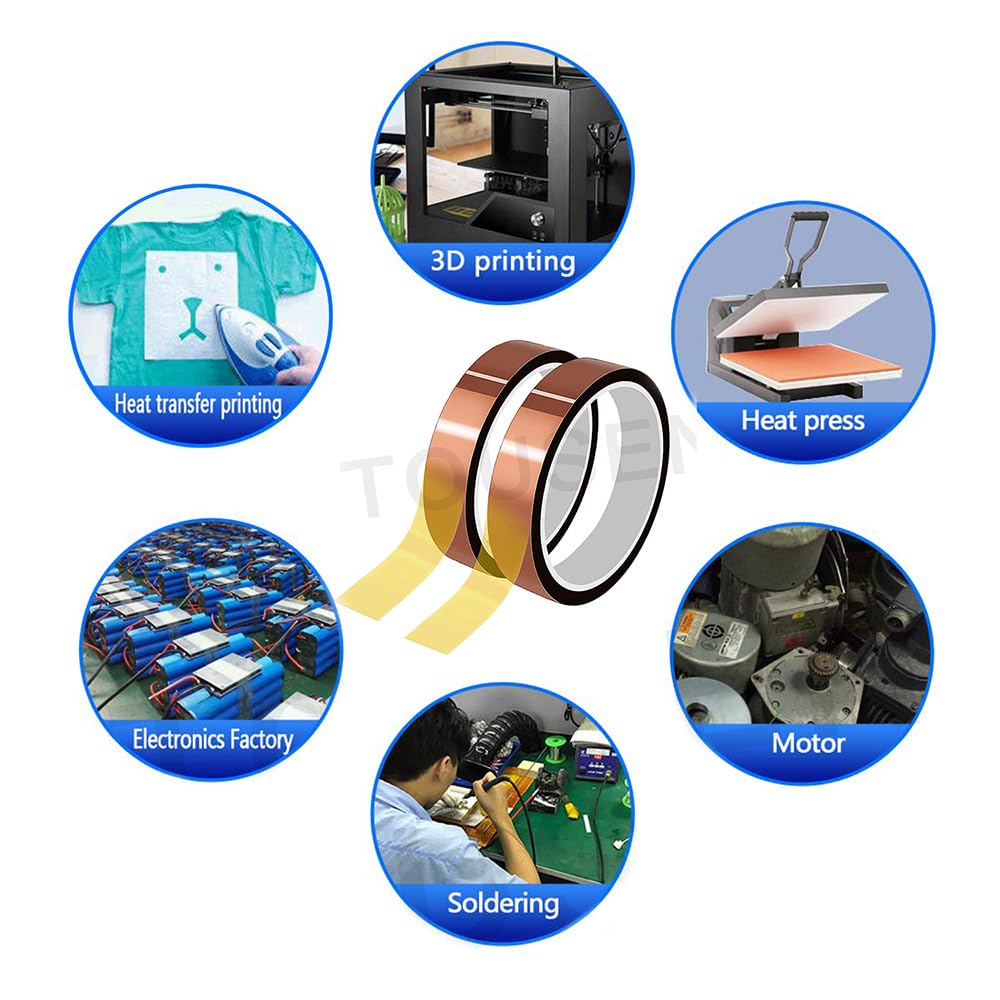 High Temperature Tape Insulation Heat Tape for Heat Press Heat Transfer Tape with Silicone Adhesive for Masking, Soldering, SMT, Electronics & Cable Wrapping 10mm × 115FT ×1ROLL 10mm × 115FT × 1ROLL