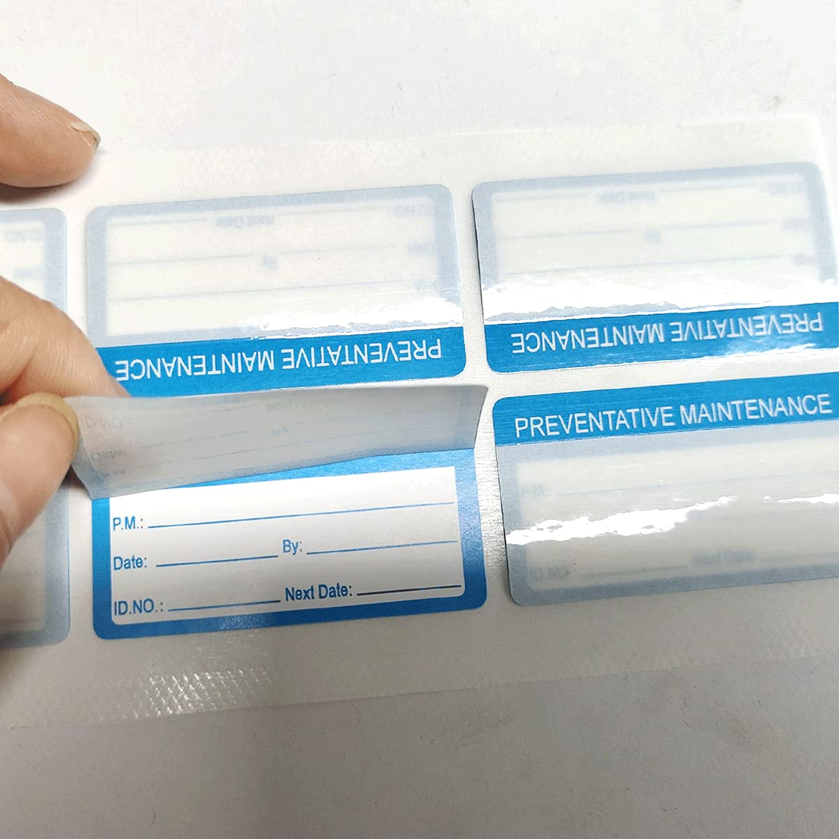 Self Laminating Preventative Maintenance Labels 1 x 2 Inch Inspection Safety Label by Date Next Stickers 180 Pcs Write On Calibration Stickers with Clear Flap Stickers Industrial Adhesive Vinyl Labels Blue