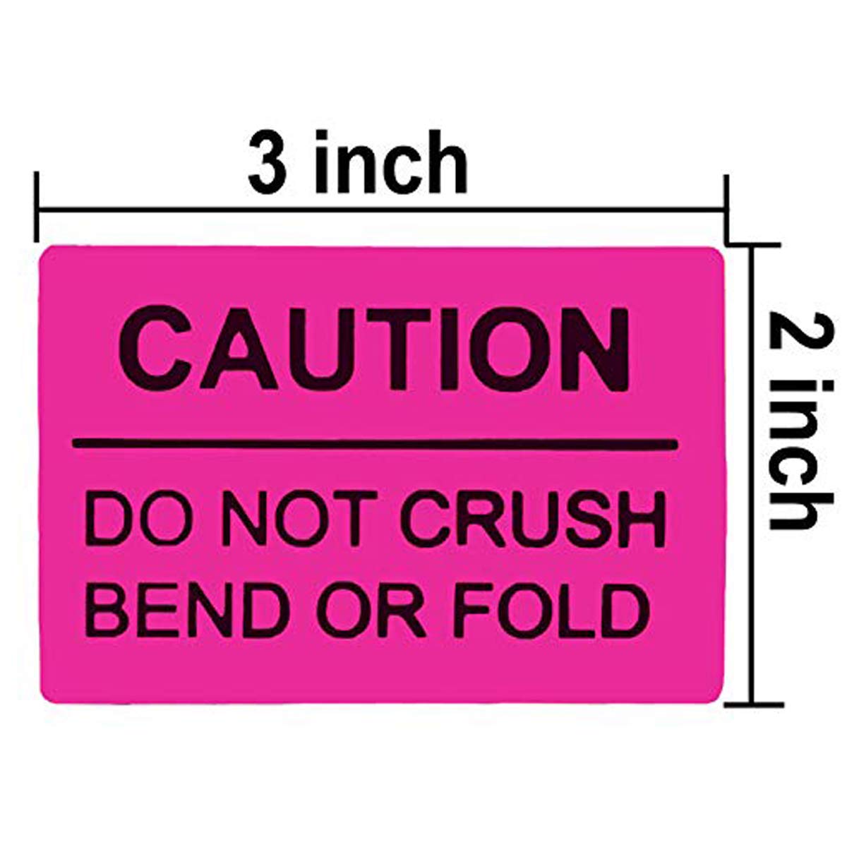 2 inch ×3 inch DO NOT Crush Bend OR FOLD Warning Shipping Stickers Self Adhesive Caution Labels (Magenta, 250 Stickers/Roll)