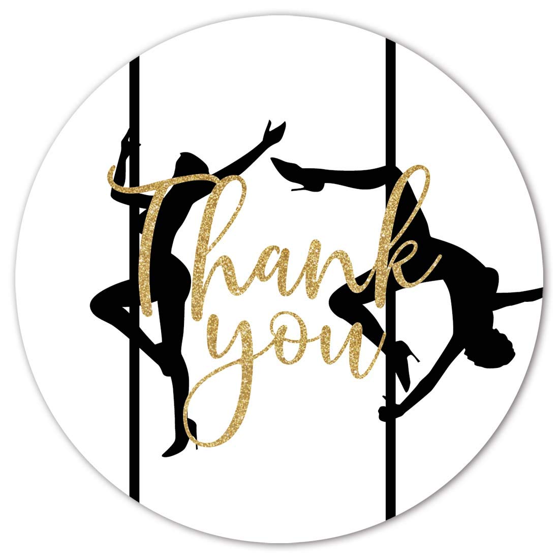Pole Dancing Thank You Stickers, 40-Pack 2" Pole Dancer Bachelorette Birthday Party Labels, Decorations