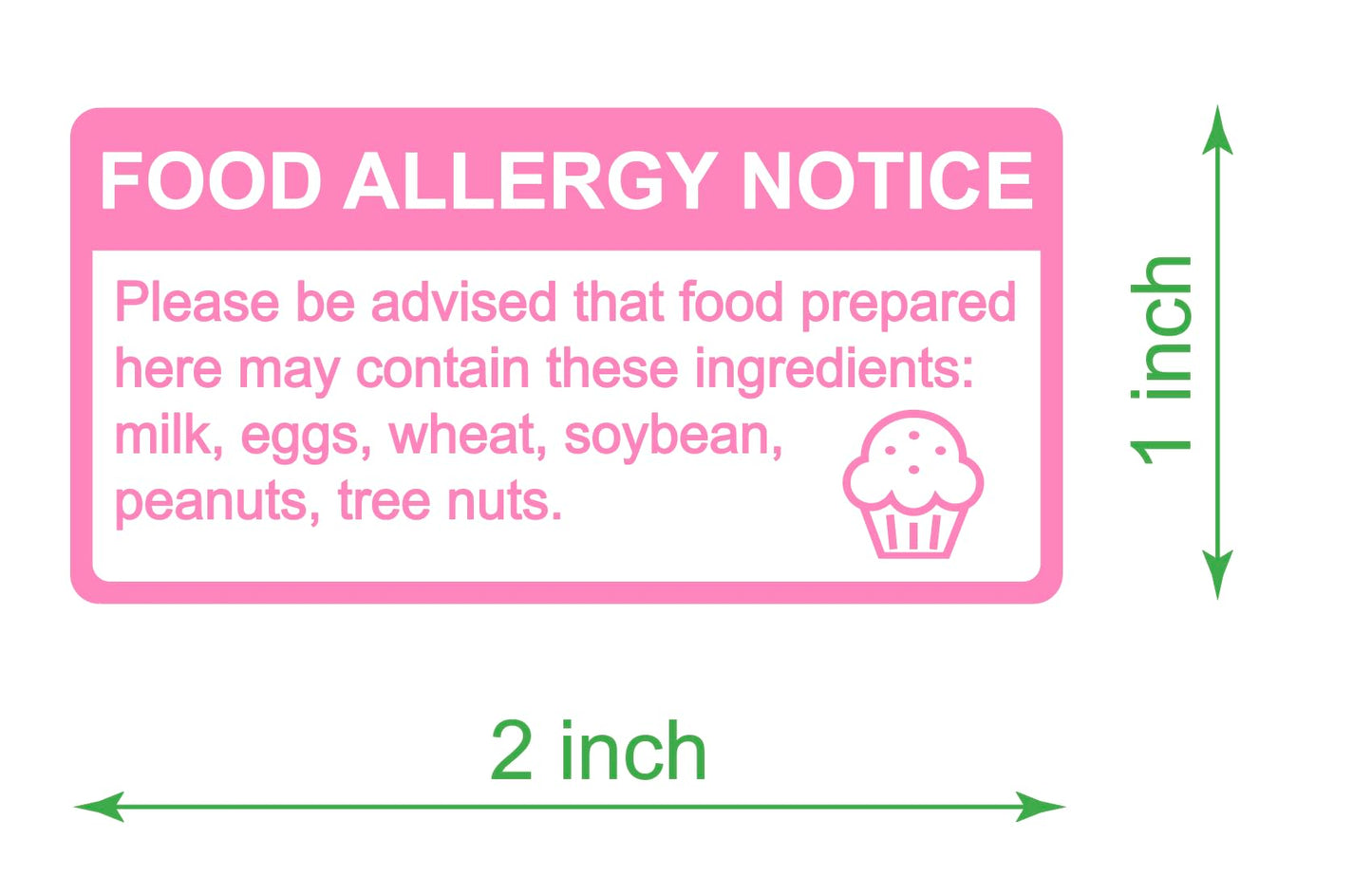 500PCS 1x2'' Pink Removable Food Allergy Warning Labels Allergies Restaurant Food Safety Labels Self Adhesive Stickers