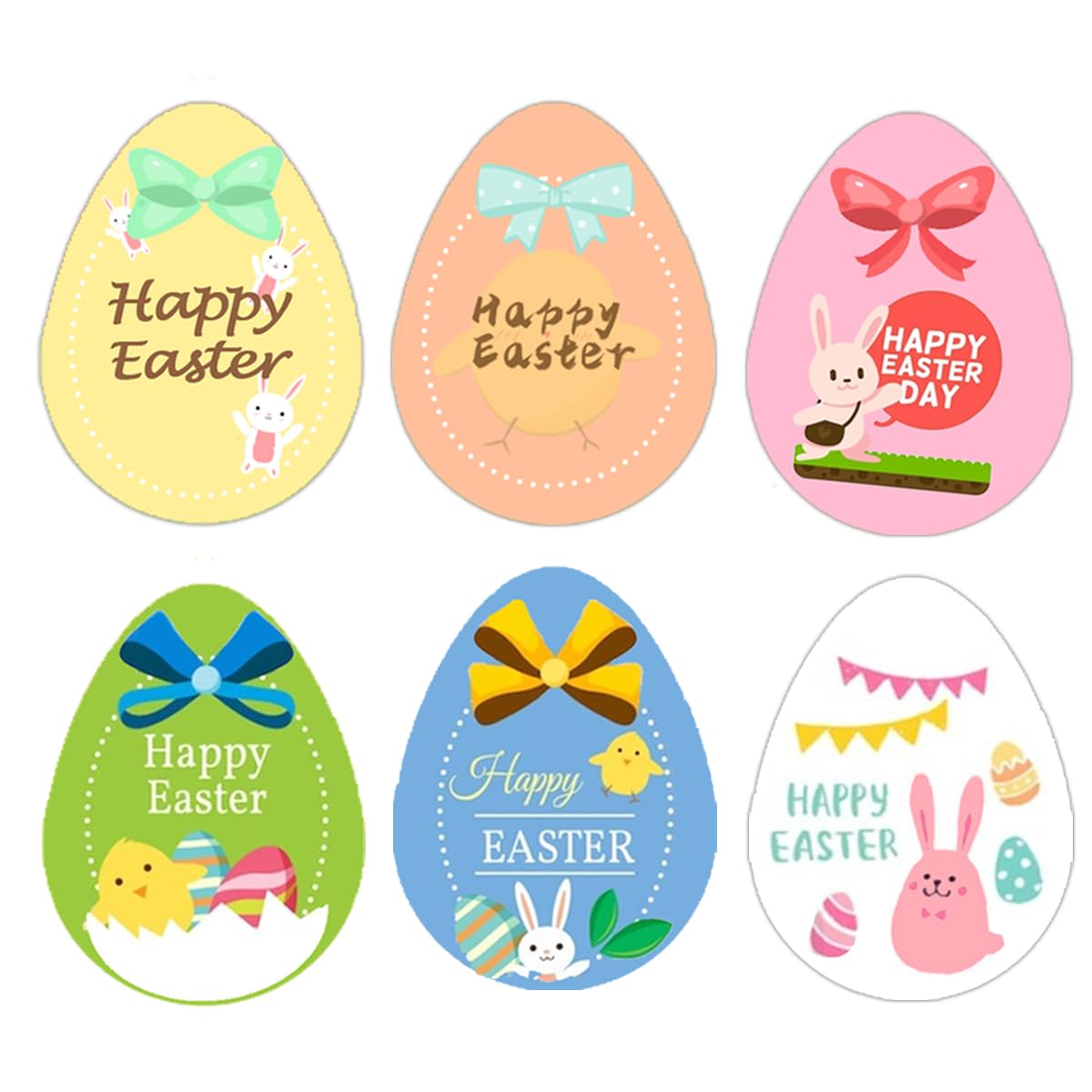 1.5x2 Inch Easter Egg Stickers Bunny Labels Flowers Mixed Designs Gift Boxes Decor Egg Stickers for Kids Happy Easter Sticker,300 Pcs