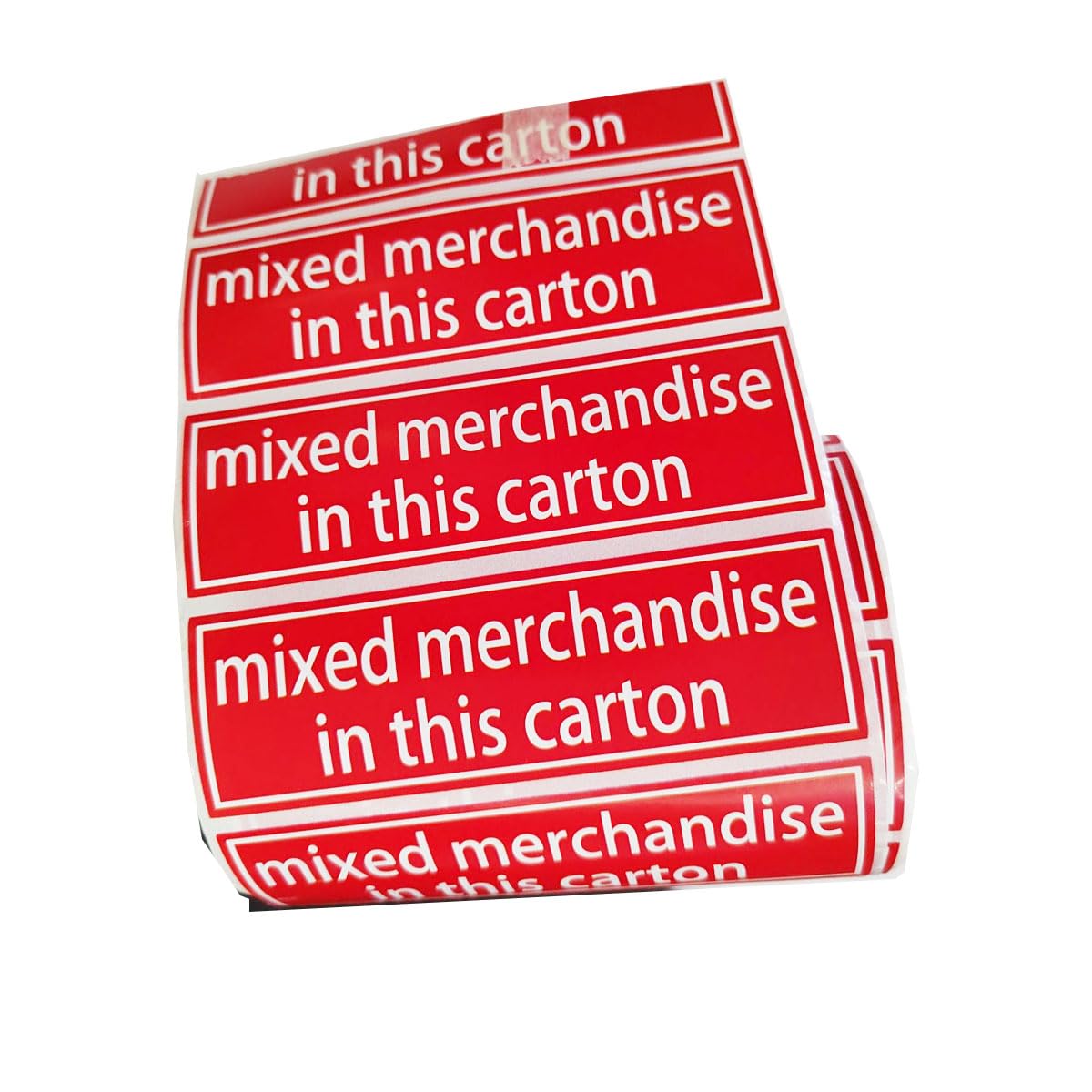YOUOK Mixed Merchandise Labels, 1.25 x 4 Inch, 500 Pcs (Red, Adhesive, Rectangle, Shipping & Packing)