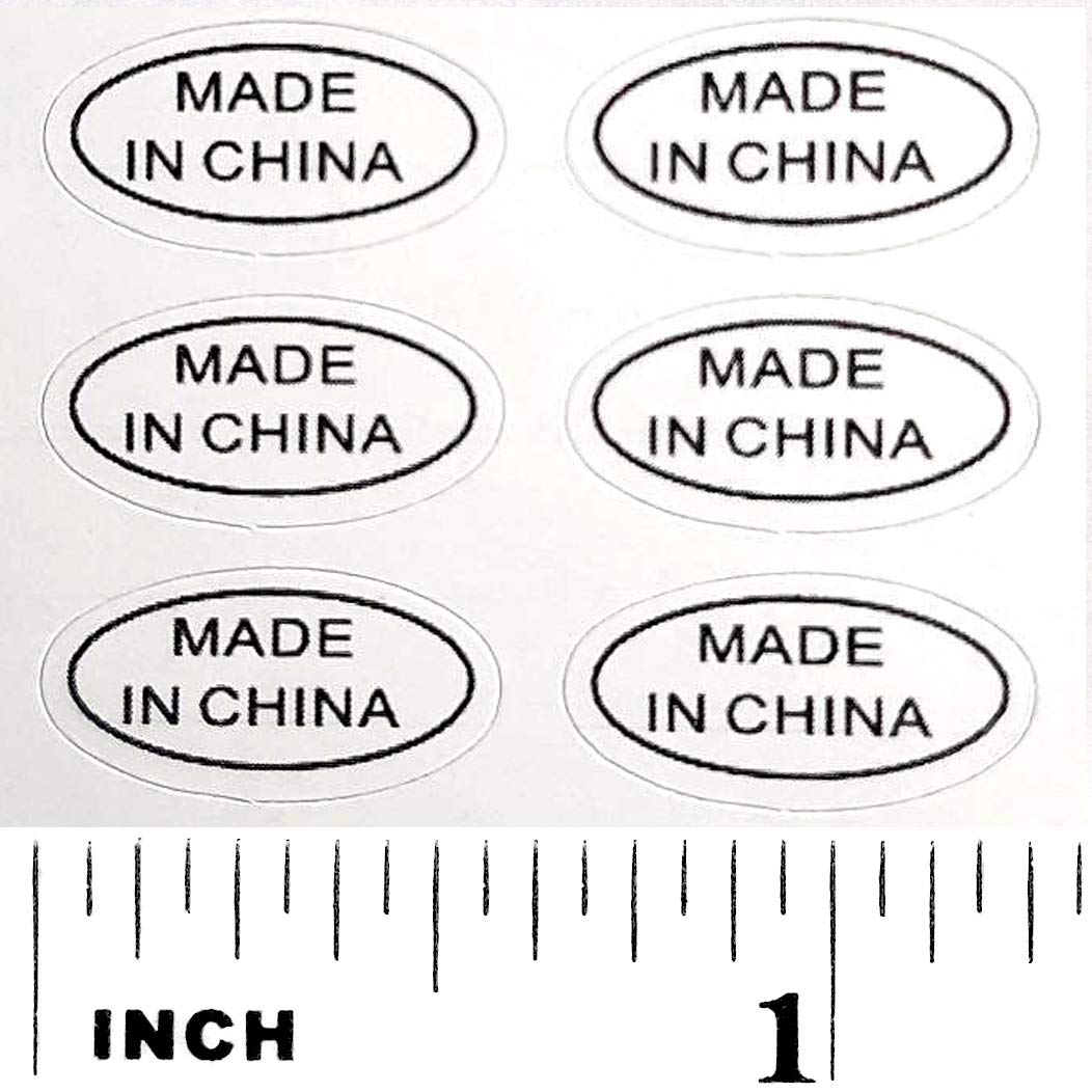 1,000+ Made in China Stickers Glossy White Oval Improved Version Deep Kiss Cut Perfect Oval Edge Self Adhesive Labels by First-Rate Gifts. Show Country of Origin on China Imported Products White-a 1000
