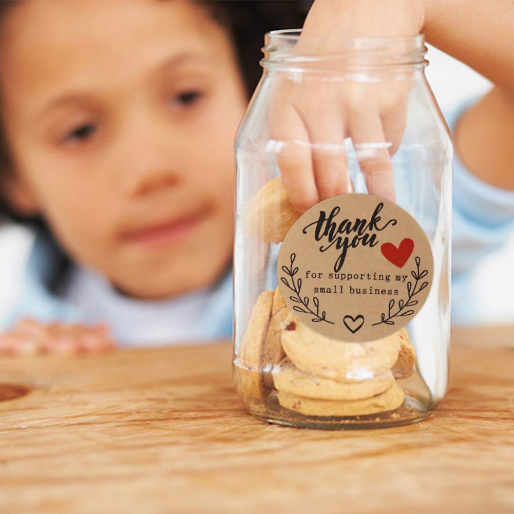 2'' Thank You for Supporting My Small Business Stickers, Kraft Thank You Labels for Bakeries, Crafters & Small Business Owners, 500 Labels Per Roll