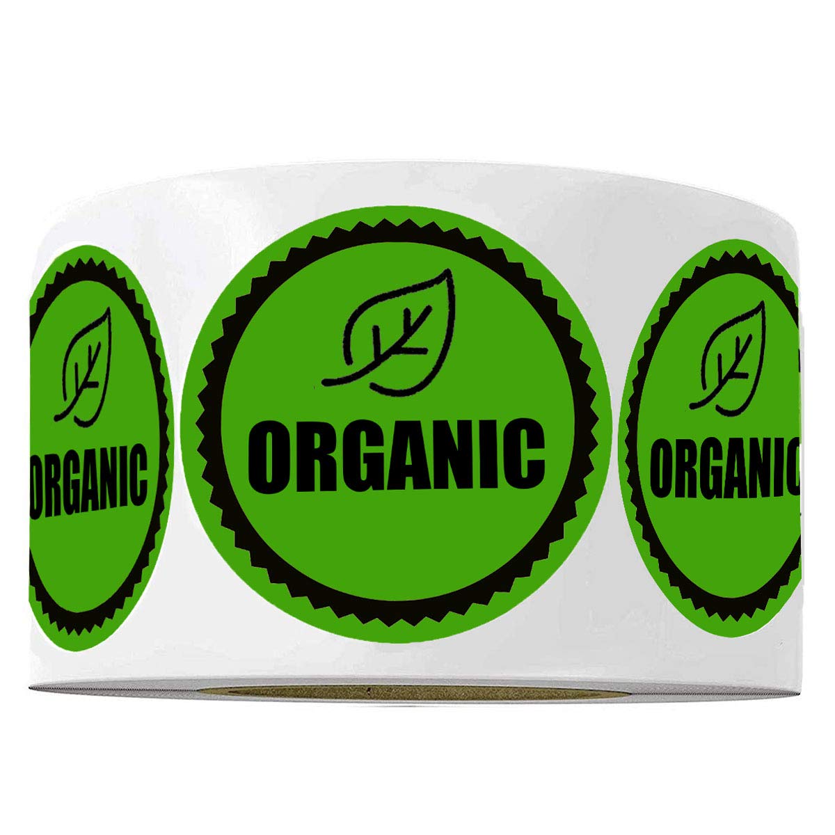 Organic Food Rotation Labels - 1.5 Inch Adhesive Round Circle Dots, 500 Labels Per Roll