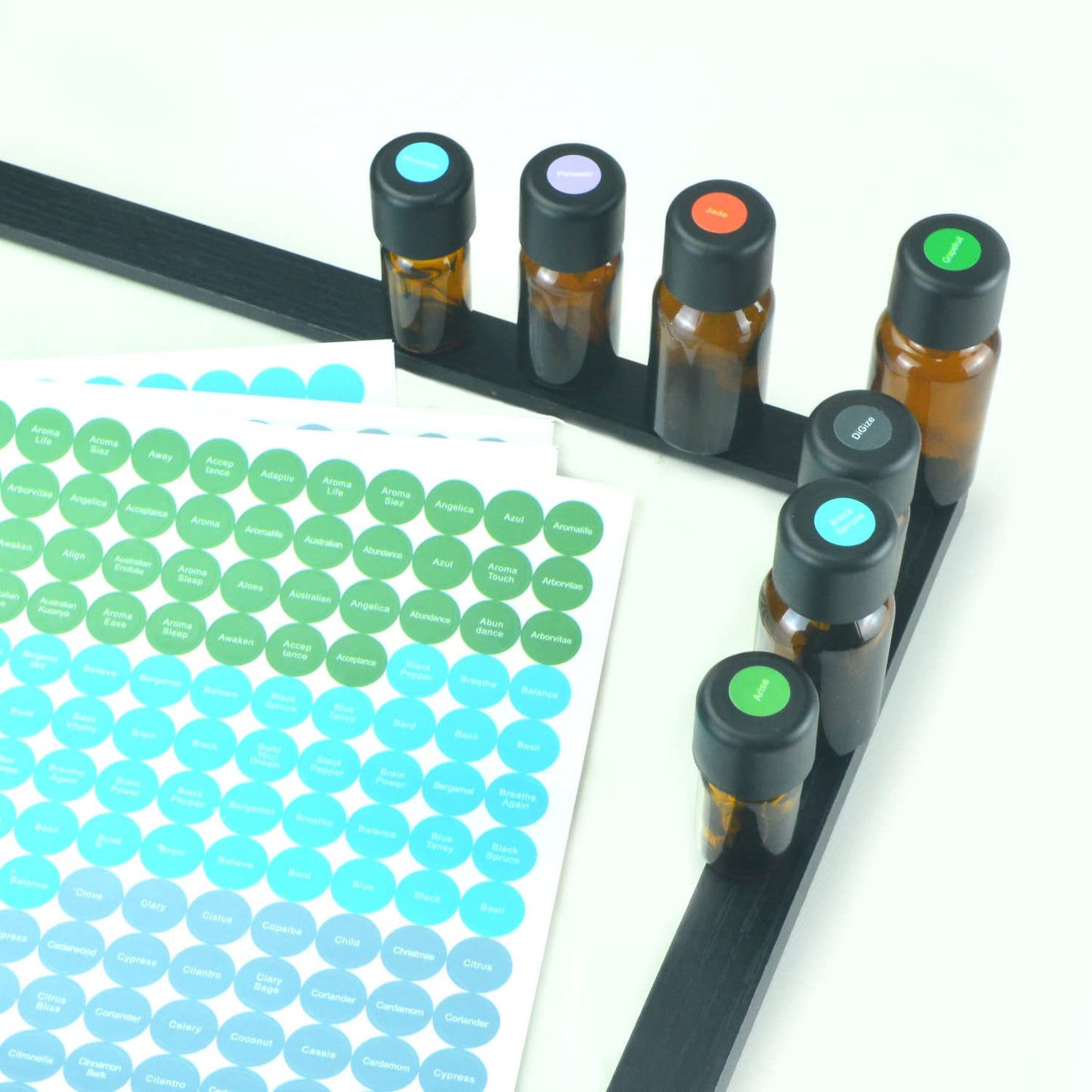 12 Sheets 2520 Pcs Essential Oils Labels Bottle Cap Lid Stickers for Rollerballs Bottles and Organizing Proof Labels Waterproof Cap Stickers for Essential Oil Bottle Style 1