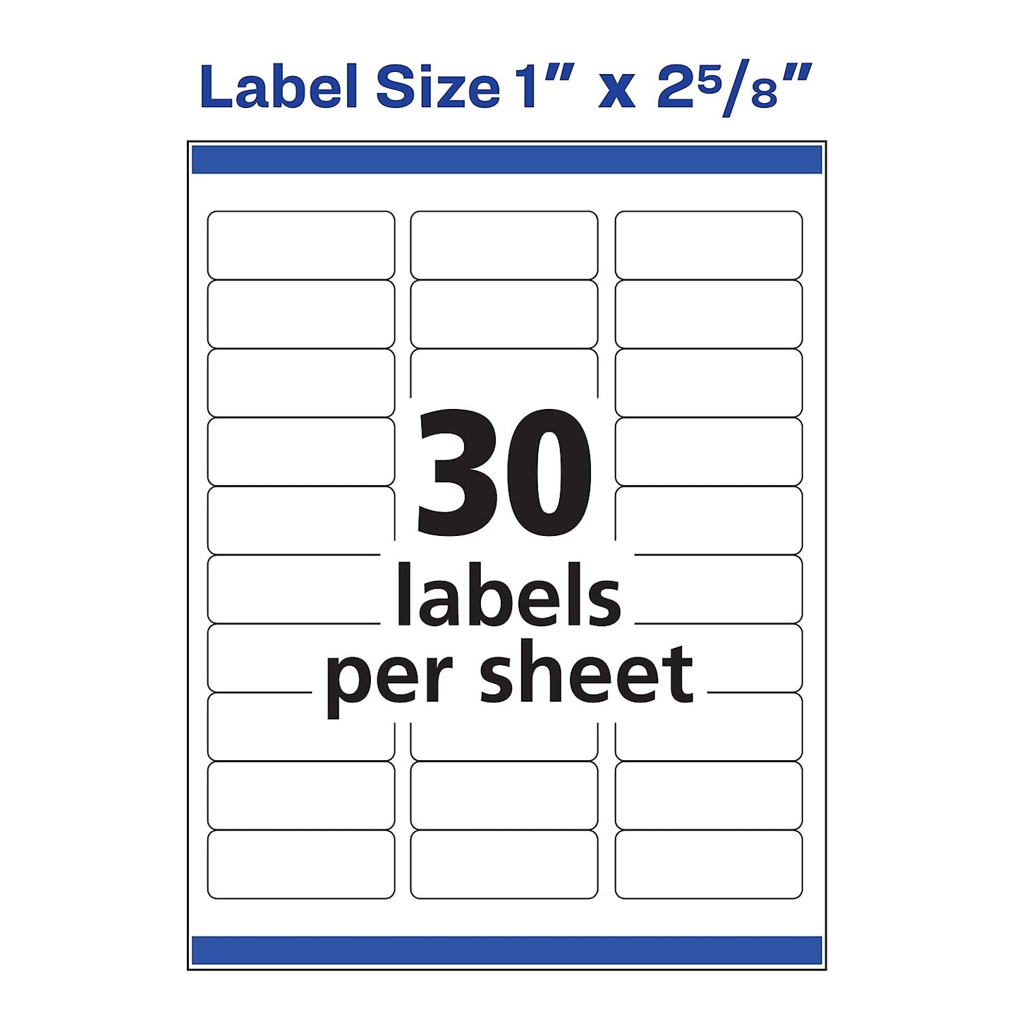 Avery Easy Peel Address Labels, Inkjet Printers, White, 1" x 2-5/8", Box of 750 Labels (08160)