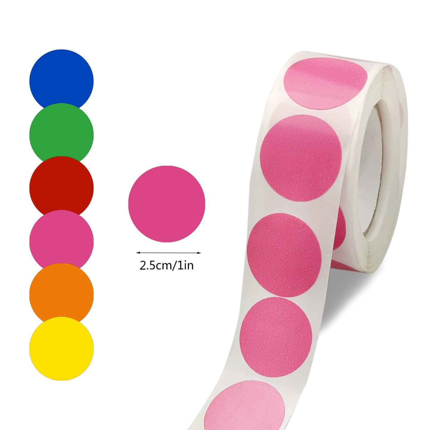 3000 Pieces 1 Inch Round Removable Color-Code Dot Stickers Circle Dots Stickers Label Rolls Label Sticker for Office 500 Pieces/Roll