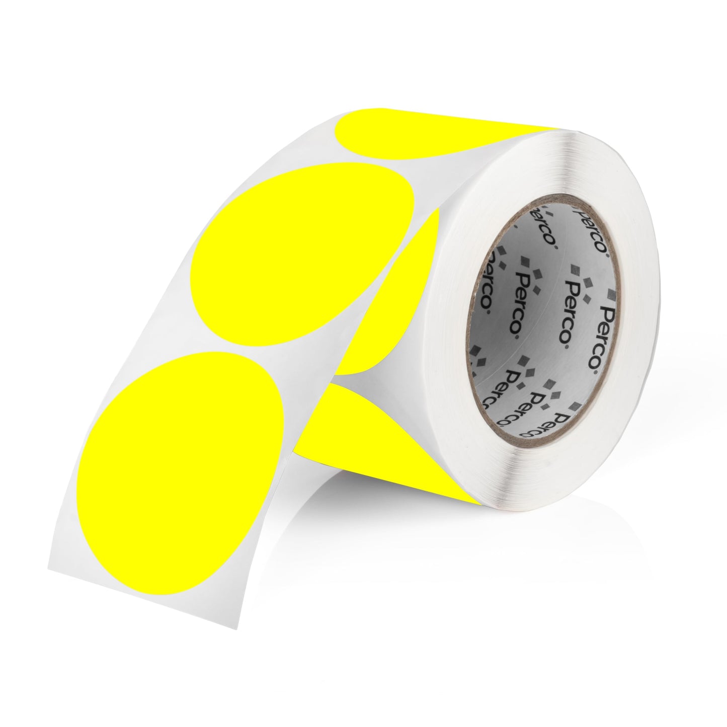 Perco Fluorescent Yellow 3-Inch Round Sticker Labels - 500 Labels per Roll - Vibrant Colors, Strong Adhesion - Made in USA 1 Roll