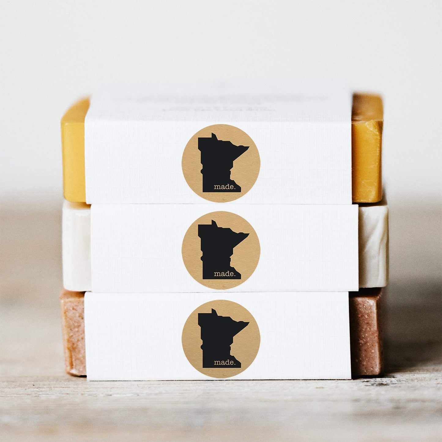 Minnesota Made Stickers / 500 Brown Kraft Made in Minnesota Labels / 1.5" MN State Made Craft Project Seals