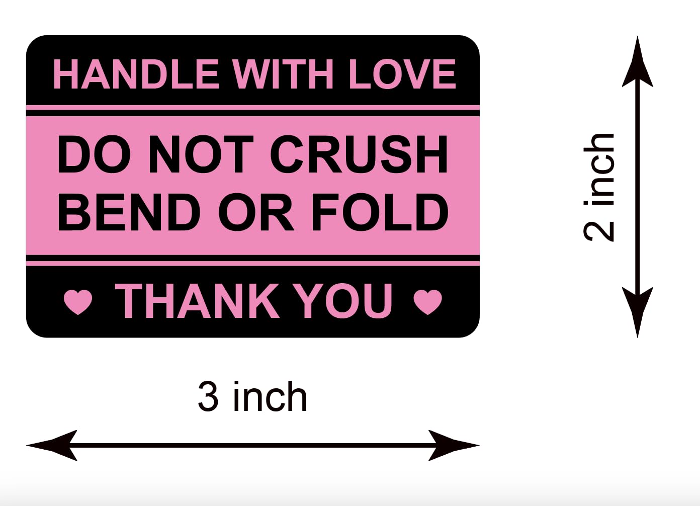 2"x3" 100 PCS Black Do Not Crush Bend or Fold Handle with Love Labels Stickers Shipping Mailing Cartons Envelops Adhesive Labels