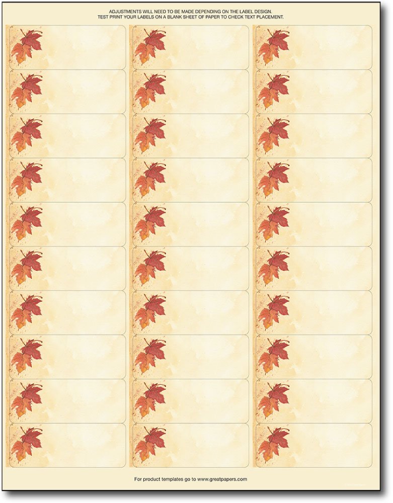 Fall Leaves Address Labels/Gift Tags - 120 Labels