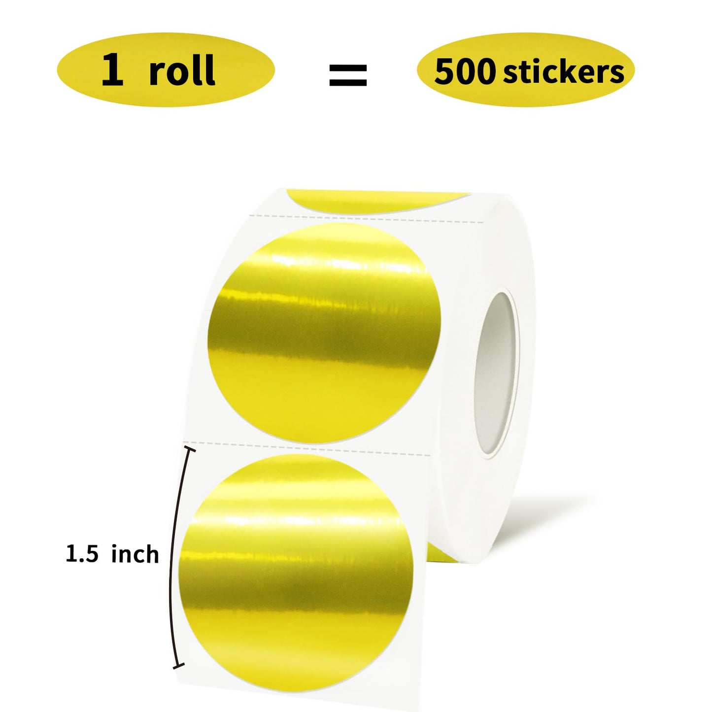 1.5 Inch Gold Round Thermal Stickers, Self-Adhesive Circle Direct Thermal Labels, Multi-Purpose Roll Sticker Labels(500 Labels,1 Roll) Gold-500 Labels 1.5 inch