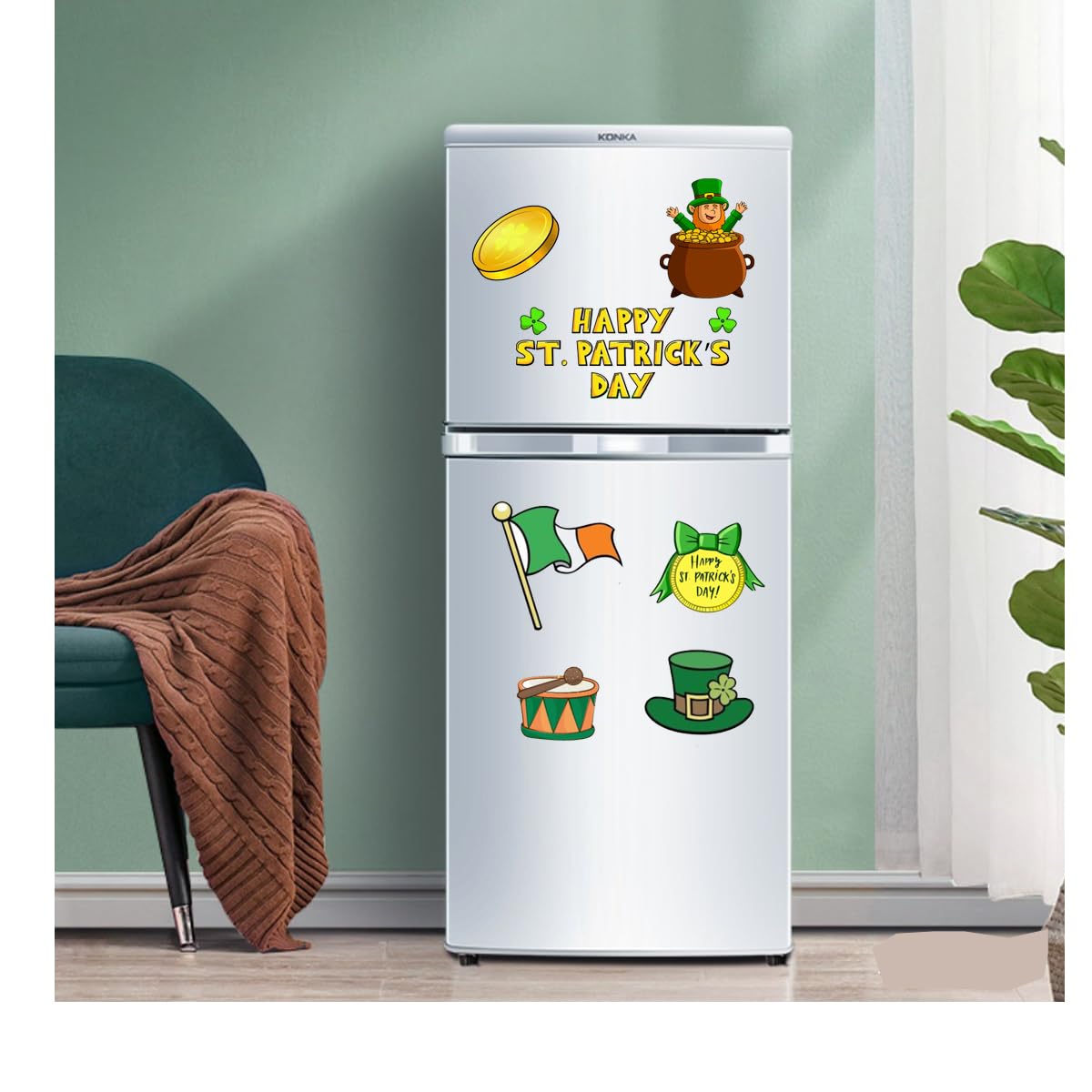 St.Patrick's Day Stickers Rub On Transfer Shamrock Labels for Kids Party Decorations Lucky Shamrock Clover Hat Irish Day Themed Sticker St Patricks Day Window Decal 2 Sheets
