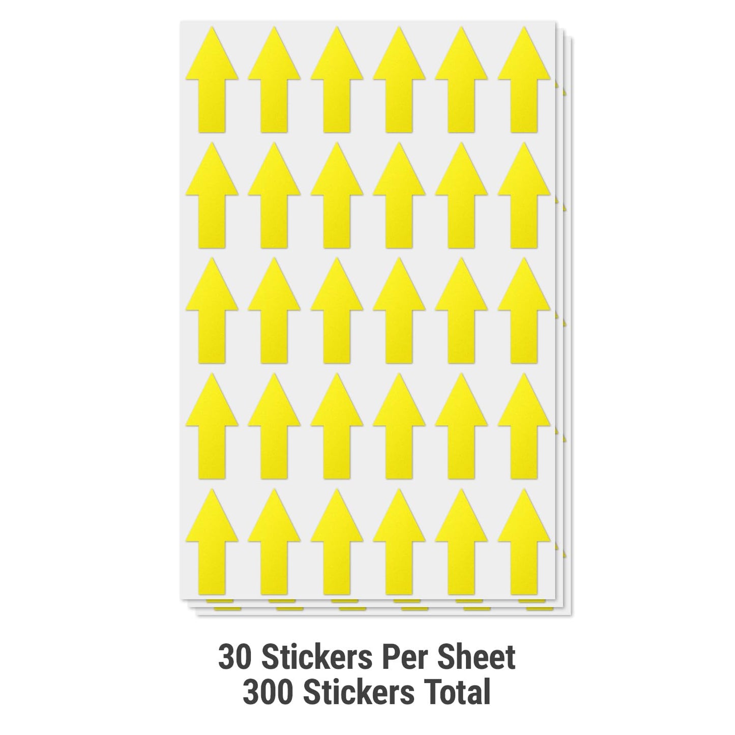 Directional Arrow Labels (2 x 1 inch, Yellow - 300 Labels) Clear & Bold Instructional Arrow Stickers for Warehousing, Instructions or Training - Highly Visible