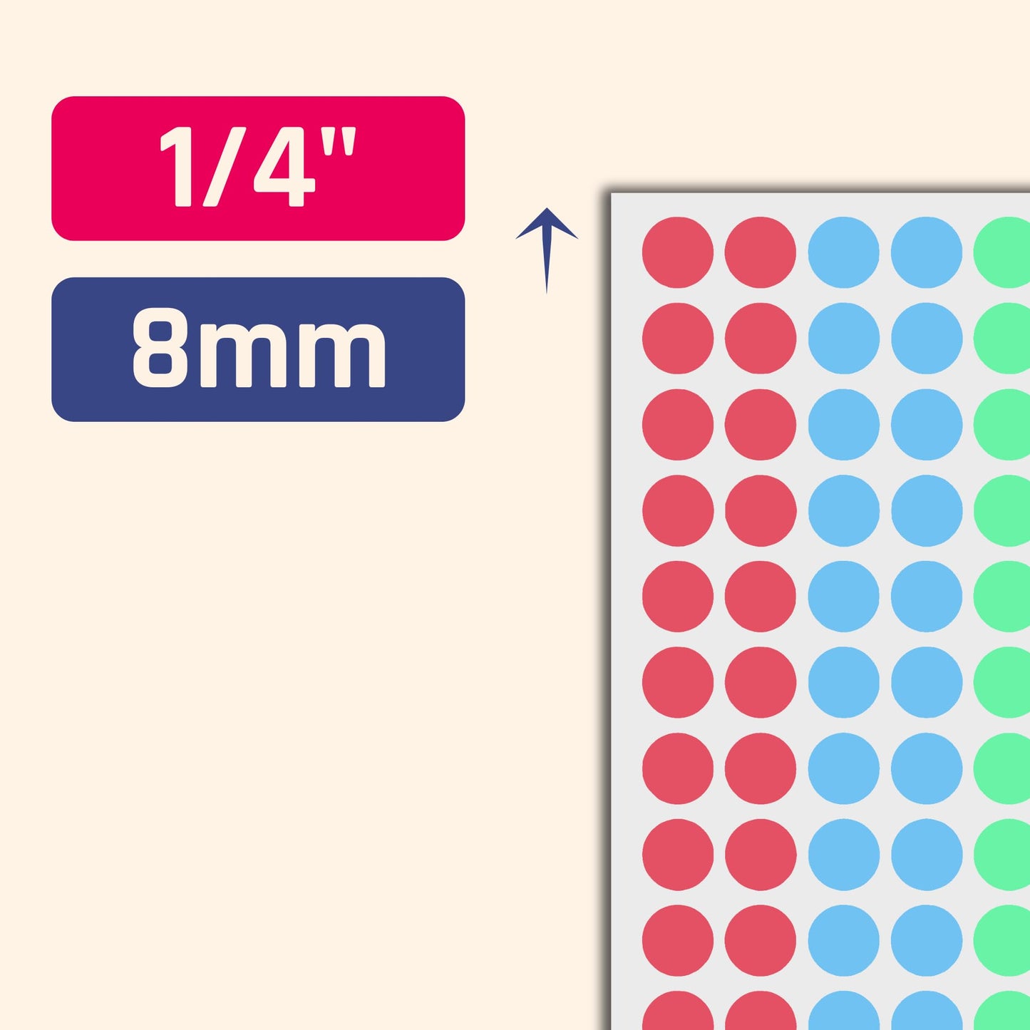6000 Pieces, 1/4 inch - Small Colored Dot Stickers, Round Circle Labels - 8 Colors 6,000 Pieces