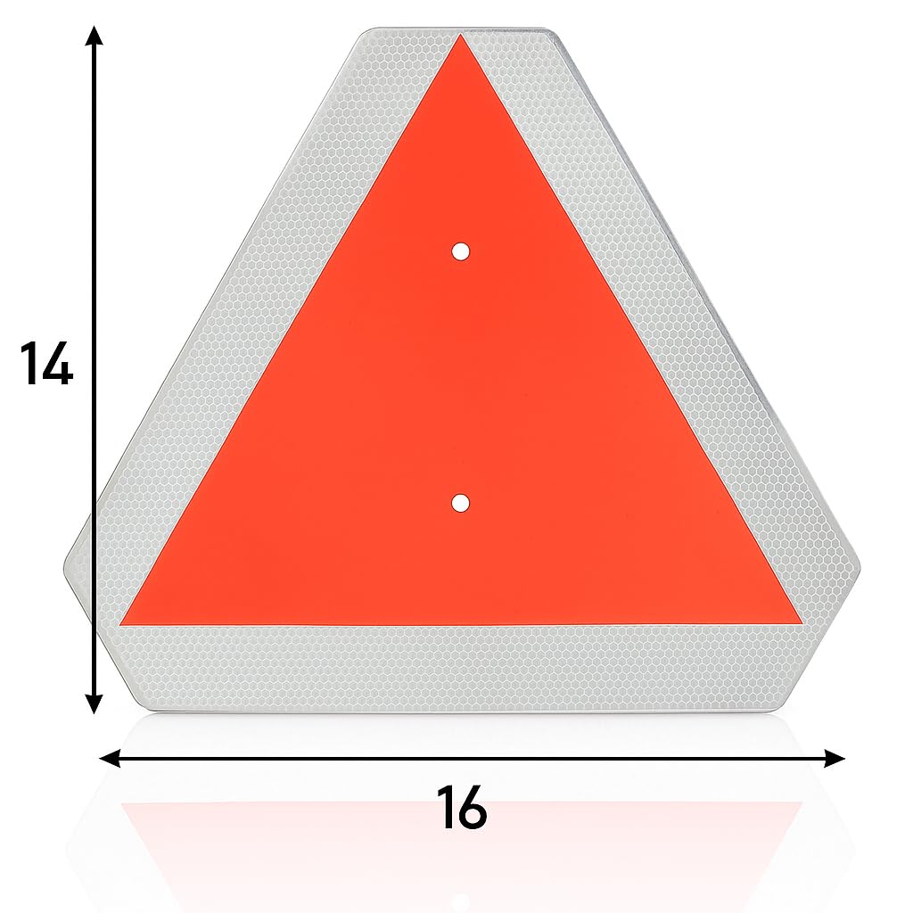 Glow in The Dark Slow Moving Vehicle Sign for Golf Carts, Safety Triangle Sign, 16x14 inch Aluminum SMV Signs DOT Compliant for UTV, Trailers, Tractors, Golf Cart Accessories