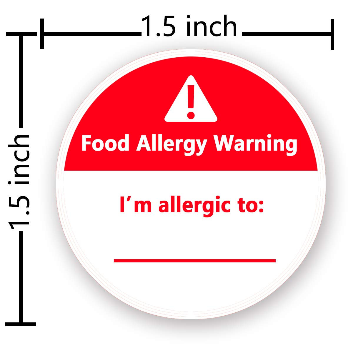 Allergies Stickers,Writable Allergy Labels,I'm Allergic to Stickers,1.5 Inch Total 500 Per Roll