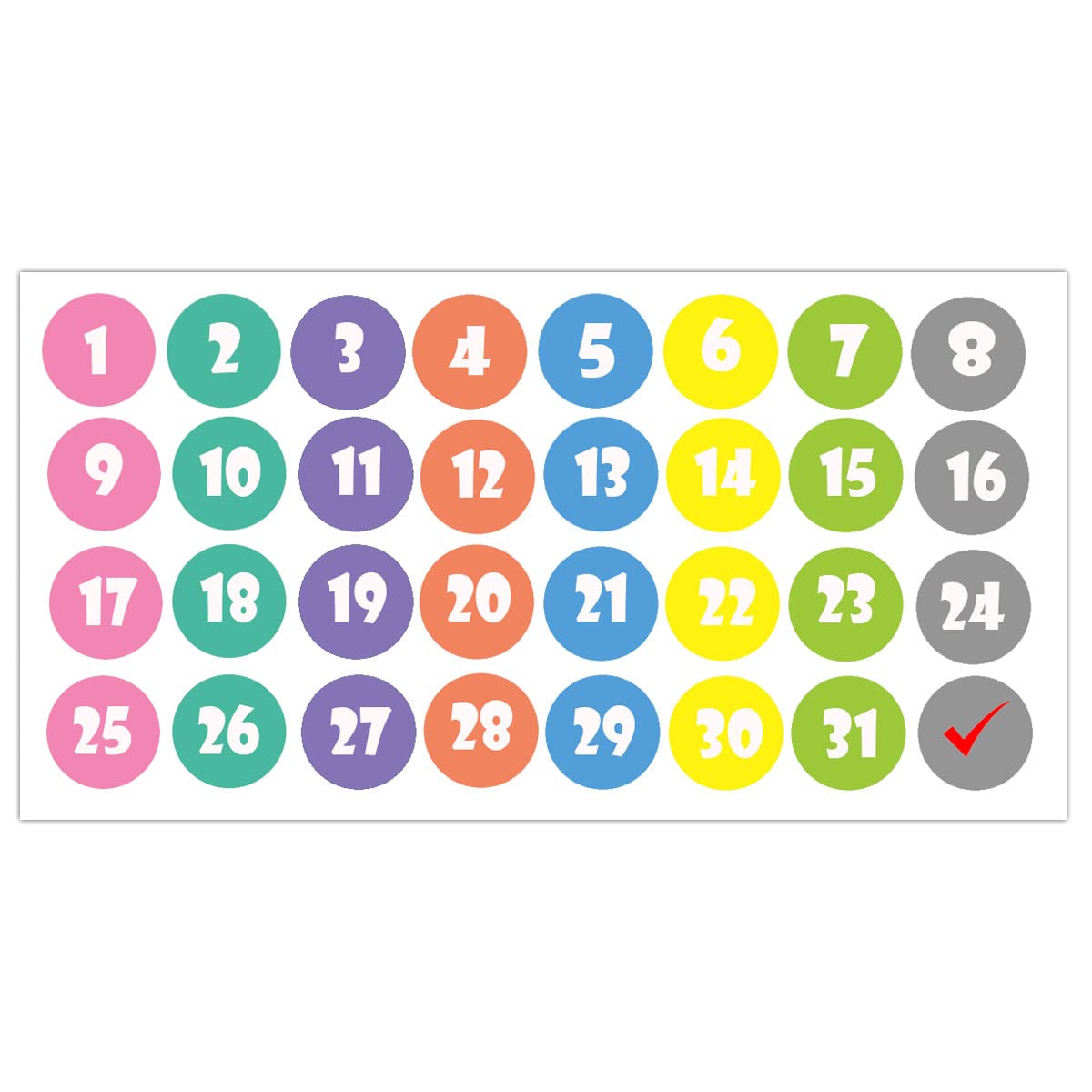 YOUOK Date Dots Sticker Planner Labels, 0.5'' Colorful Number Stickers Decorative Planning Labels.(800 Pcs)