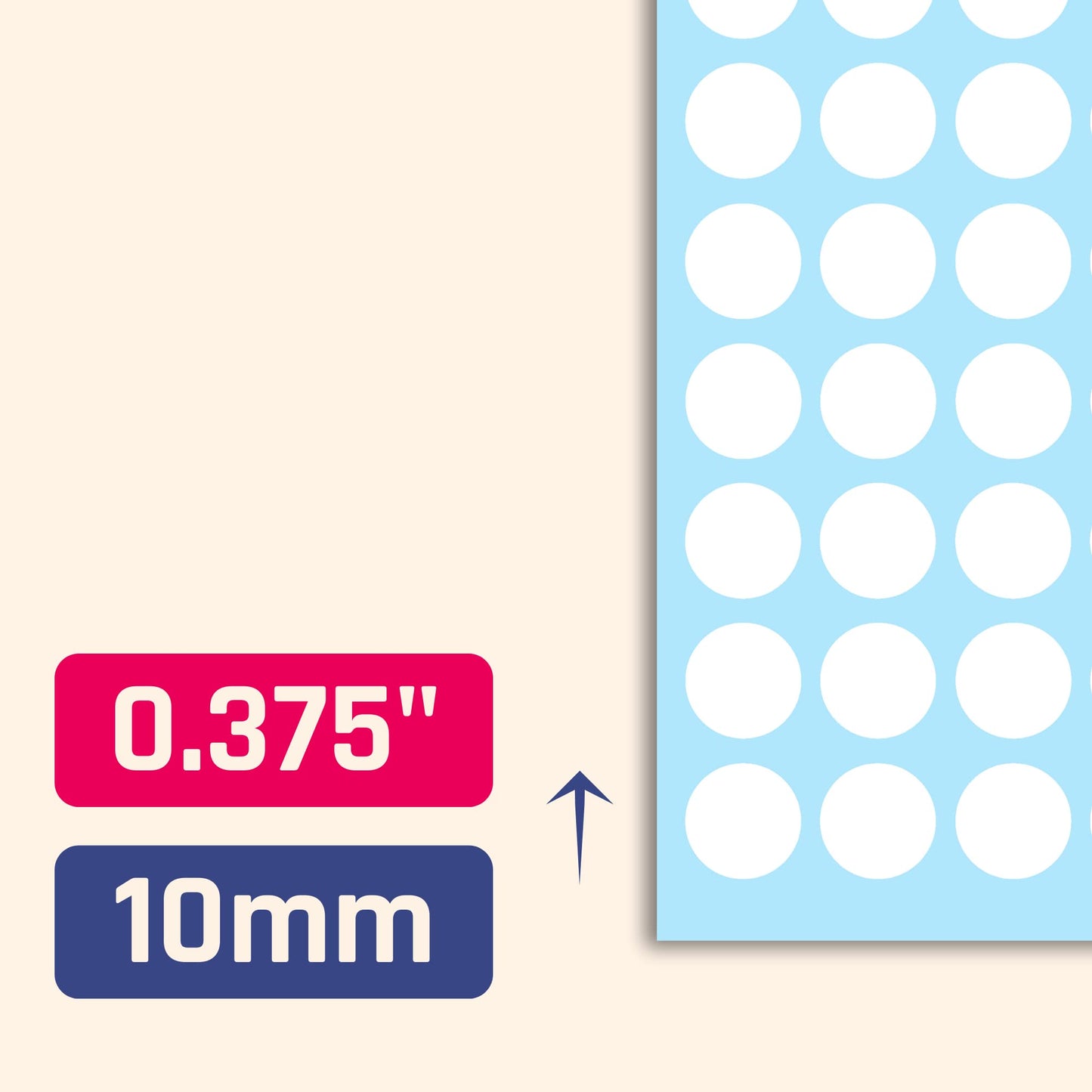 3000 Pack, 0.375" Round Colored Dot Stickers Circle Labels - White 3,000 Pack