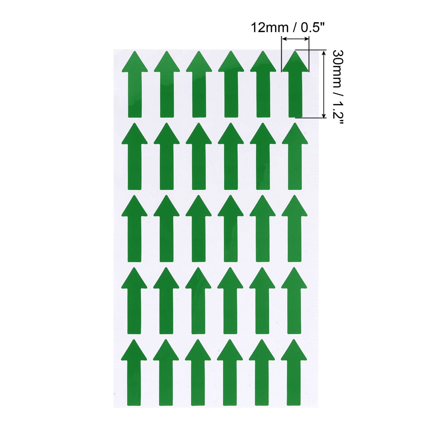 PATIKIL Small Arrow Sticker Label 1.2x0.4, 600 Pcs Adhesive Color Coding Sign Decal for Gas Flow Direction Inspection Defect Marking, Green