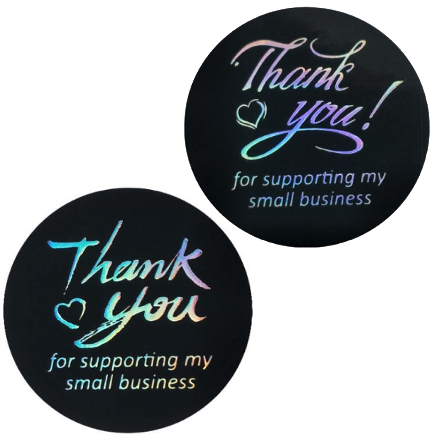 N’icePackaging – 500 Qty – 1.5 inch Thank You for Supporting My Small Business Stickers – Self-Adhesive – for Decoration/Sales/Branding/Envelopes (Black w/Silver Text) Black W/ Silver Text