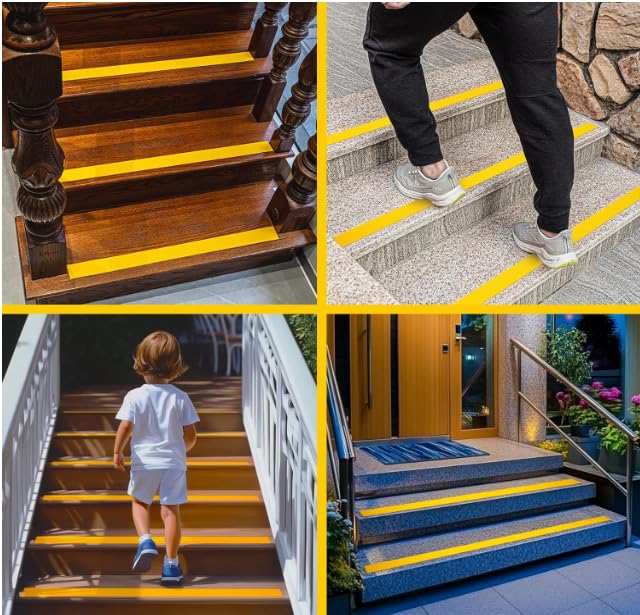 Anti-Slip Tape, Anti-Slip Traction Tape, Abrasive Adhesive. Optimal for Outdoor, Indoor, Stairs and Steps, High Traction, Friction, Strong Grip. (Yellow, 2IN*30FT)