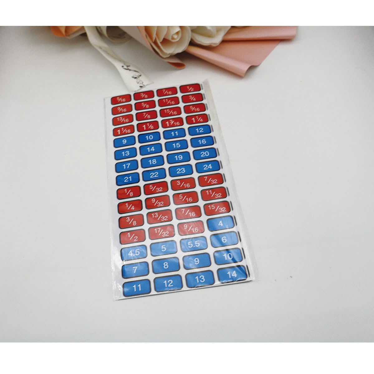 Foil Socket Labels Toolbox Stickers 180 pcs, 1/4", 3/8", 1/2" Wrench Size Labels Socket Size Stickers for Toolbox Organization
