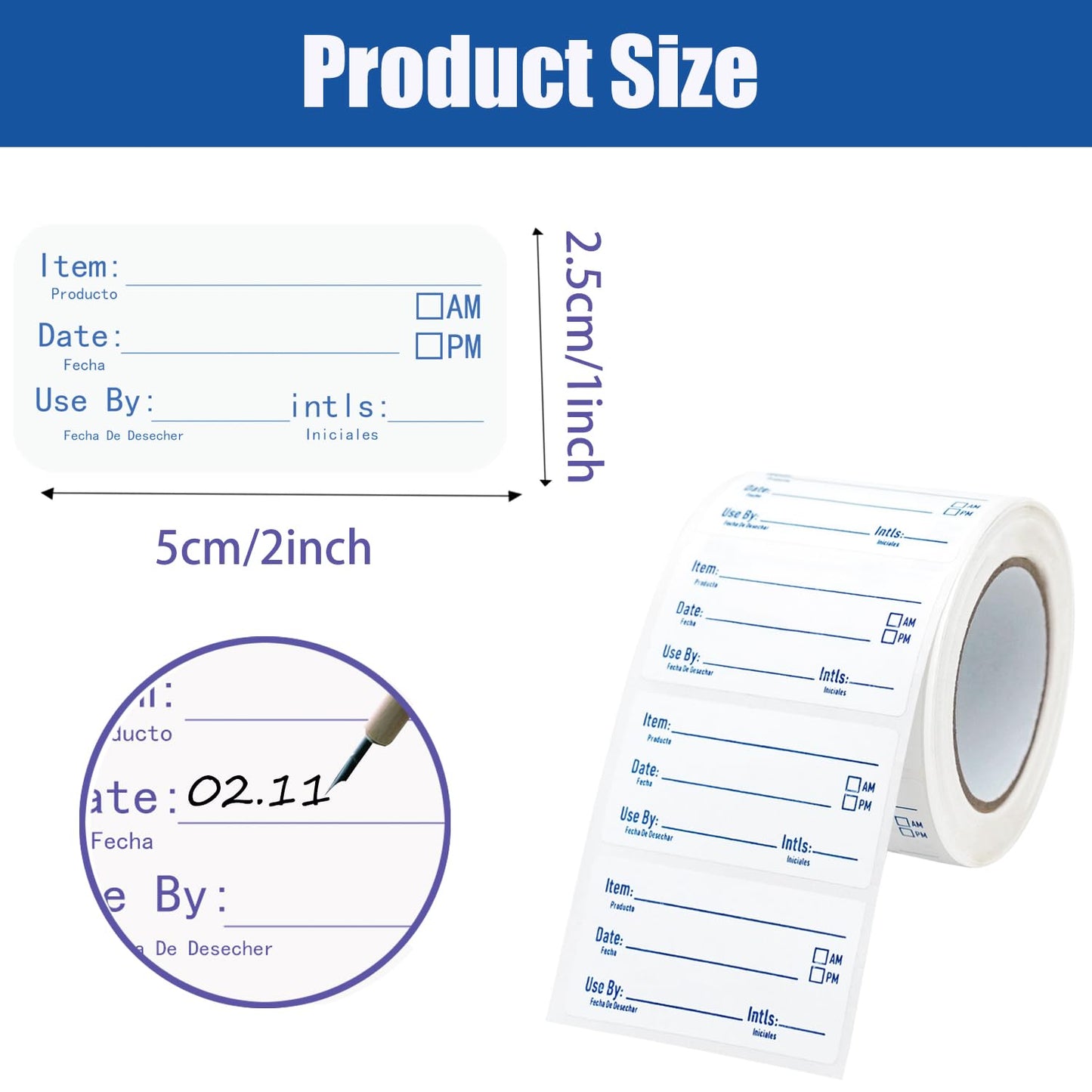 Labels for Food Containers, Kitchen Labels, 2x1 Inch Food Labels Stickers, Freezer Labels to Write On, Removable Labels Tape for Food Storage, Bottle Labels (Green, 500pcs) Green