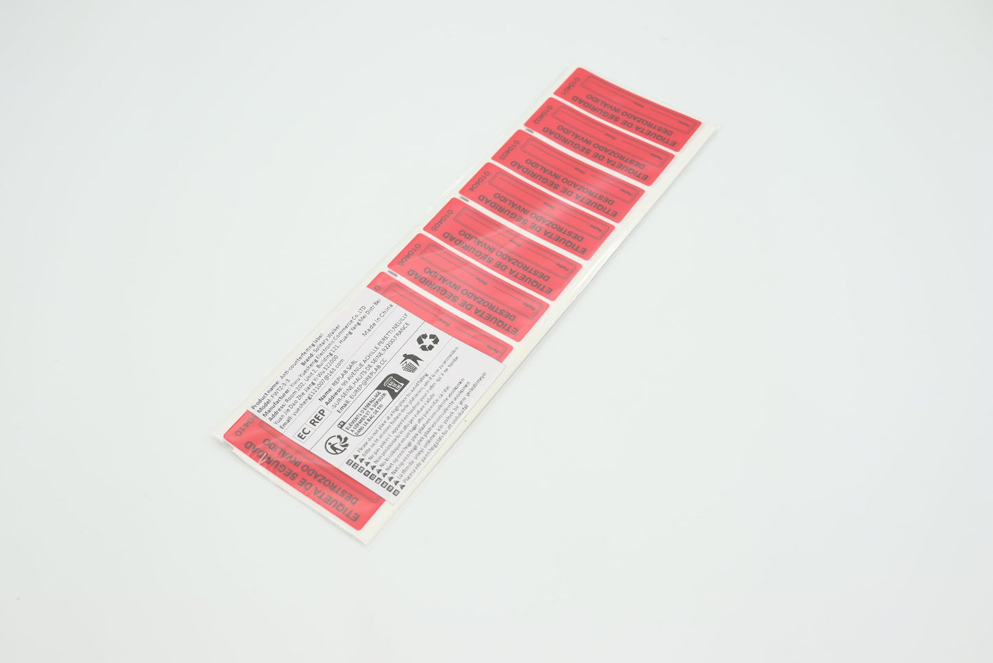 100Pcs Tamper Evident Security Stickers 1x3 inch Spanish Red Complete Transfer Tamper Proof Labels Safety Torn up Invalid Seals Tape (Red)