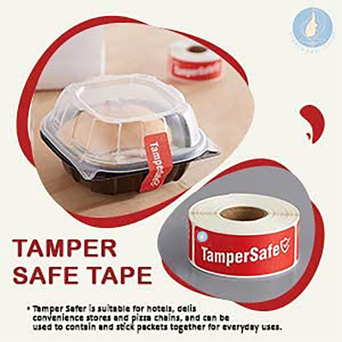 Angel's Peel Lounge Tamper Proof Stickers Roll - Self Adhesive Tape Label Stickers - Easy-to-Apply for Food Labels for delivery of Bags, Cups, Bottles or Boxes – 1x3 Inch – 250 Counts - Red Red Tape