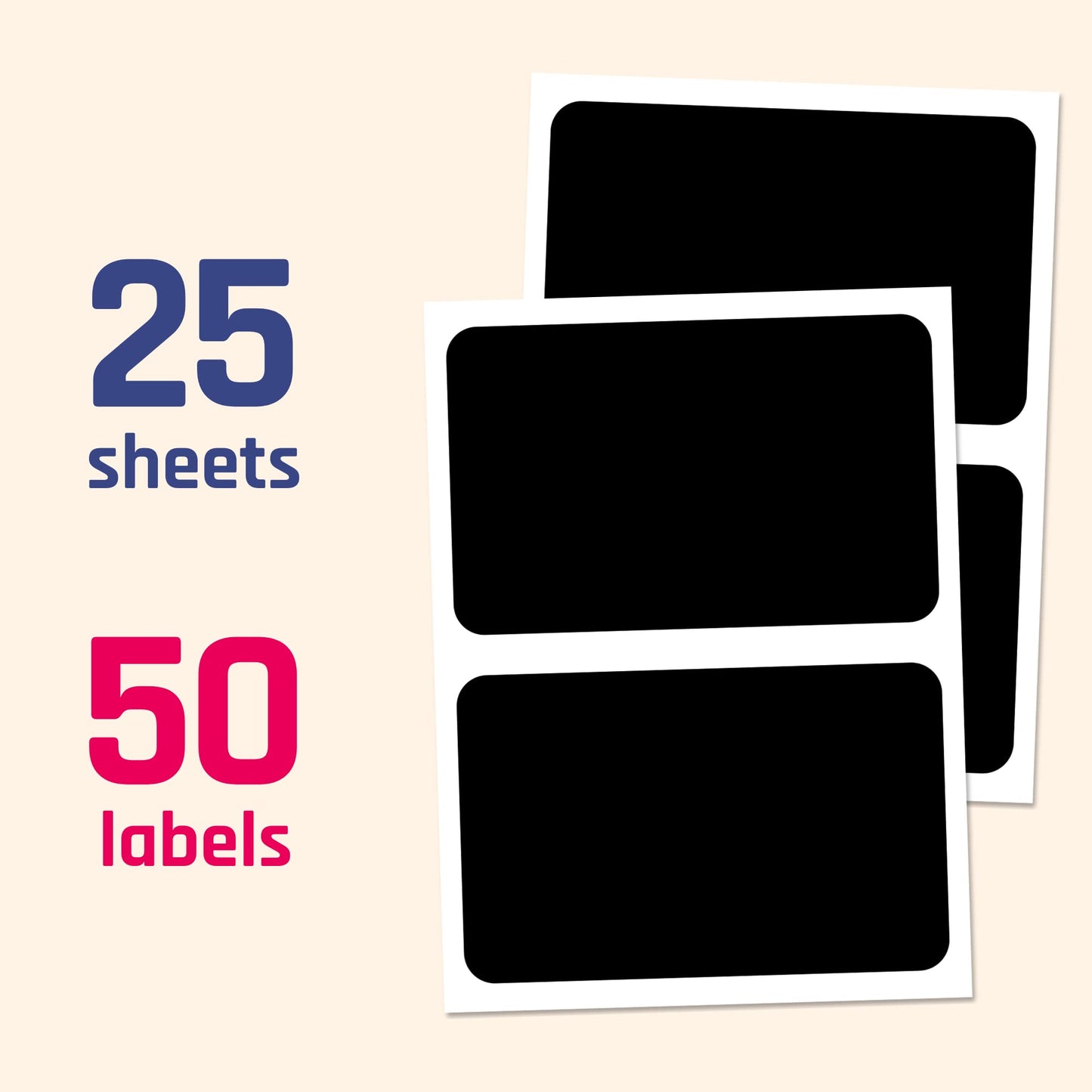 50-Pack, Chalkboard Labels Stickers, Erasable and Reusable - Rectangle, 6" x 4" 50 Labels